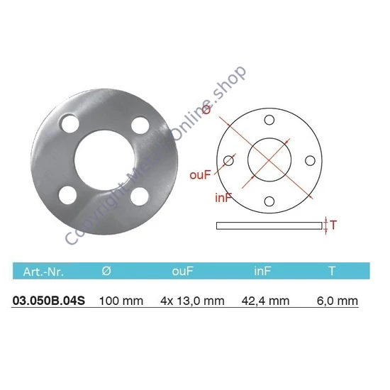 Ronde, Edelstahl (AISI 304 - V2A)