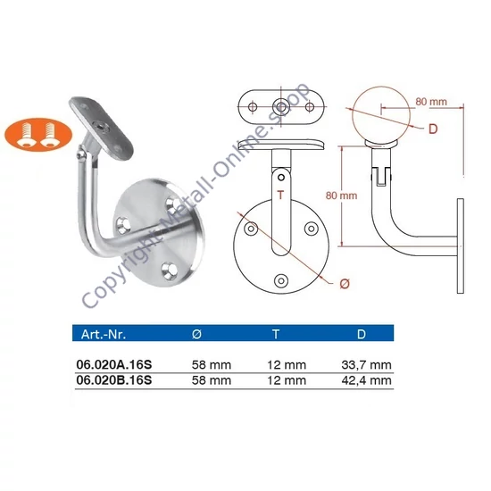 Handlaufhalter für Rundrohr, mit Gelenk, Edelstahl (AISI 316 - V4A), verschiedene Größen