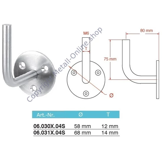 Handlaufhalter mit M6 Innengewinde, Edelstahl (AISI 304 - V2A)