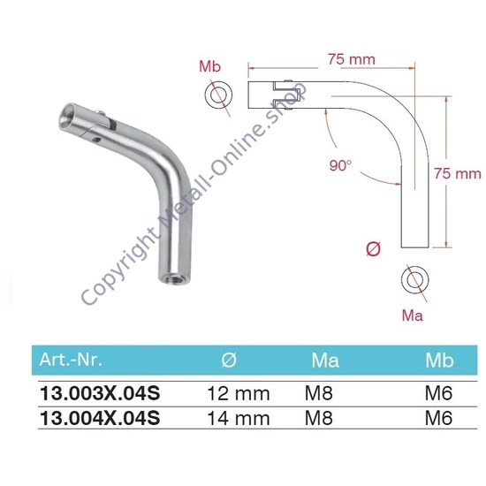 Verbindungsstift 90°, mit Gelenk, Edelstahl (AISI 304 - V2A)