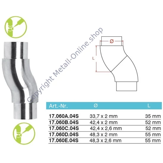 Flexibler Bogen, verstellbar, Edelstahl (AISI 304 - V2A), verschiedene Größen