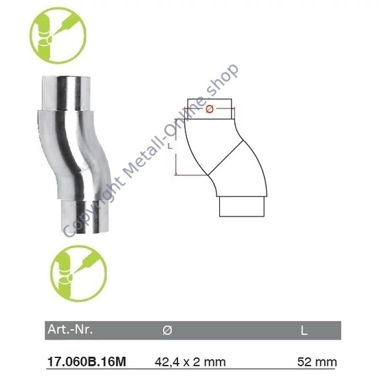 Flexibler Bogen, verstellbar, Edelstahl (AISI 316 - V4A), hochglanzpoliert