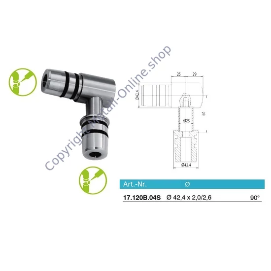 Eckbogen 90°, Edelstahl (AISI 304 - V2A)