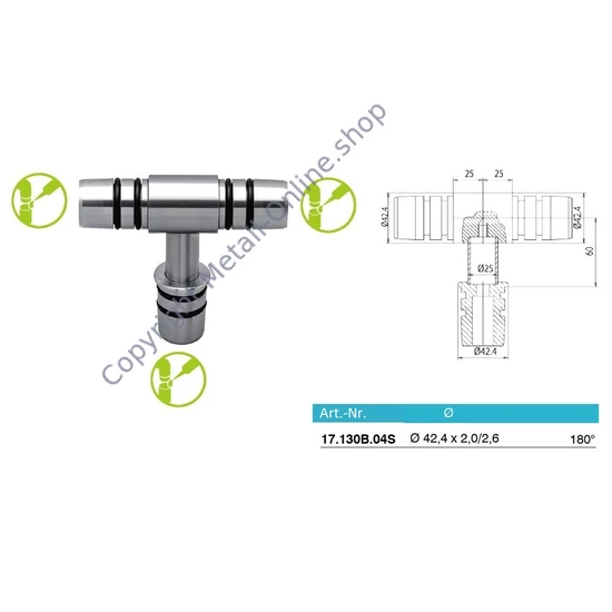 T-Verbinder, Edelstahl (AISI 304 - V2A)