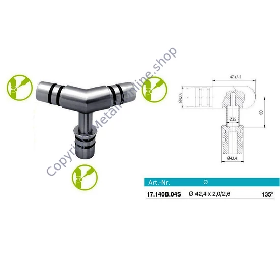 Eckverbinder 135°, Edelstahl (AISI 304 - V2A)