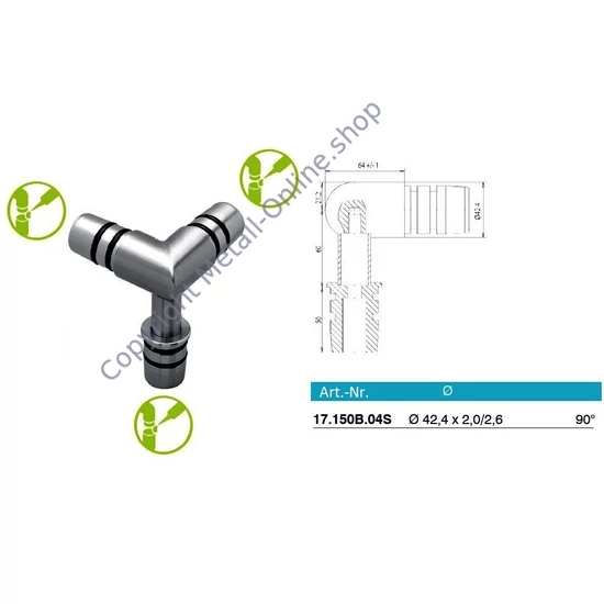 Eckverbinder 90°, Edelstahl (AISI 304 - V2A)