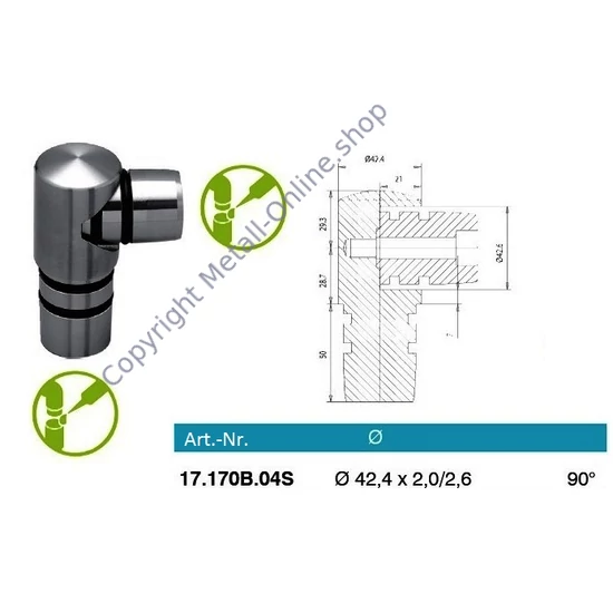 Eckbogen 90°, Edelstahl (AISI 304 - V2A)