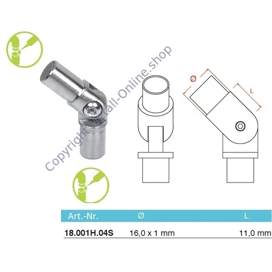 Rohrverbinder mit Gelenk, Edelstahl (AISI 304 - V2A)