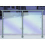 Bild 6/12 - Glashalter mit Sicherungsstift, 55x55mm, für Rundrohr, Edelstahl (AISI 316 - V4A), verschiedene Größen